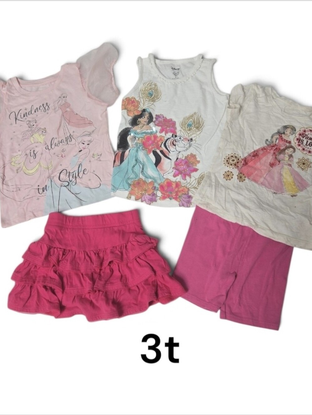 Disney Pink and White Princess Graphic Outfit Set 3t